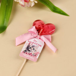 Цена за 2 шт. Леденец с цветами Ты чудесна, вкус: клубника, БЕЗ САХАРА, 12 г