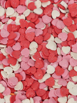 Цена за 2 шт. Кондитерская посыпка сахарная декоративная Сердечкирозовые, красные, белые, 50 г