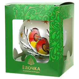 Елочная игрушка шар стеклянная Птички д7,5см, юбка-колокольчик, ручная художественная роспись, подарочная упаковка (Россия) - Домашняя мода фото 4