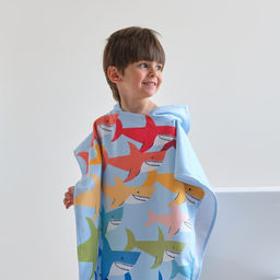 Полотенце-пончо детское махровое Крошка Я Акулы 60х120 см, 50% хл, 50% пэ  фото 3