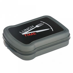 Контейнер для бутербродов (сендвич) пластмассовый 17х13х4,2см, черный, с декором (Россия)