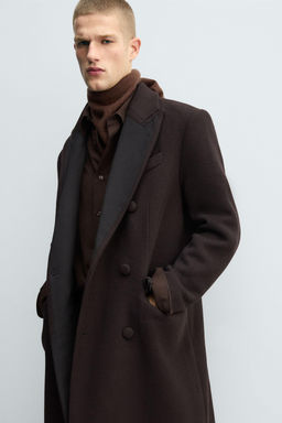 CONTRAST LAPEL WOOL COAT - Zara фото 6