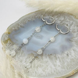 Серьги длинные с Лунным камнем