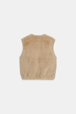 FAUX FUR GILET WITH ZIP - Zara фото 7