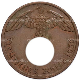 Монета 1 рейхспфенниг 1939 года A Германия