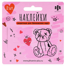 Цена за 2 шт. Наклейки на банковскую карту, арт. 71701 / 200 МИШКА ТЕДДИ (2 шт. в наборе, материал наклеек: ПВХ; ц