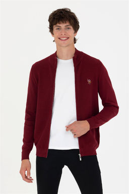 U. S. Polo Assn / Мужской бордовый базовый трикотажный кардиган - U.s. polo assn фото 3