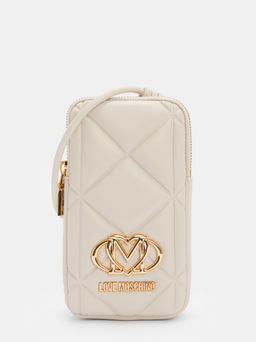 Женская сумка для смартфона LOVE MOSCHINO SLG EMBOSSED Q Артикул 4377310, молочно-бежевый