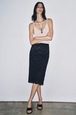 ZW COLLECTION LACE MIDI SKIRT - Zara фото 6