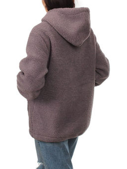 1006 GRAY/VIOLET Куртка плюшевая демисезонная (65% хлопок, 35% полиэстер) оверсайз 44-54 - Фабричный китай фото 6