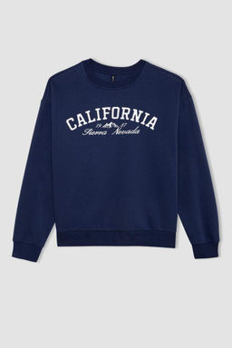 Снова в школу, свободный крой, толстый свитшот с круглым вырезом, повседневный тканевый свитшот