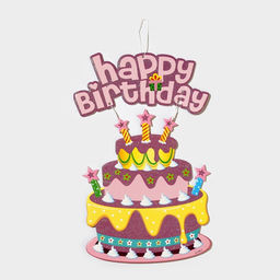 Украшение подвеска «С Днём Рождения», 42×26 см, розовое