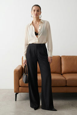 Gri Wide Leg/Genis Paca Yuksek Bel Dokuma Pantolon TWOAW26PL00036 - Trendyolmilla фото 9