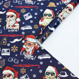 Цена за 10 шт. Бумага упаковочная глянцевая Кайфуша Санта, 50 х 70 см
