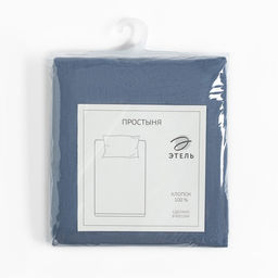 Простыня Этель 220х240, цвет синий, 100% хлопок, бязь 125г/м2  фото 4