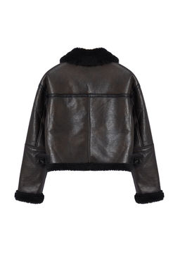Kahverengi Oversize Kal?p Pelus Detayl? Biker Ceket Mont TWOAW25MO00032 - Trendyolmilla фото 9
