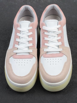 03-YG453-1 WHITE/PINK/BEIGE/LT. BLUE Кроссовки женские (натуральная кожа) - Фабричный китай фото 12