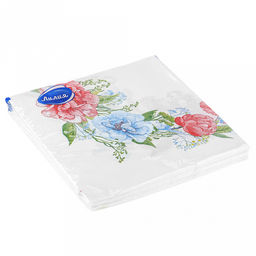 Салфетки бумажные 33х33см Лилия, 2-х слойные, 20 штук в упаковке, Флер (Россия)