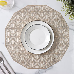 Набор салфеток сервировочных на стол Доляна Гипноз, 4 шт, d=38 см, цвет золотой  фото 18