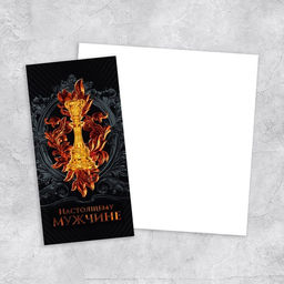 Цена за 10 шт. Открытка евро Настоящему мужчине, 10 х 21 см