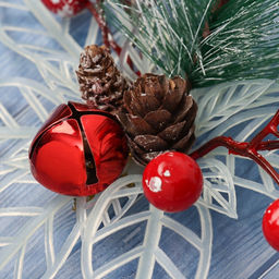 Ёлочные игрушки 2 шт. Зимнее волшебство. Праздничные цветы пластик, ягоды, 13 см, белый фото 3