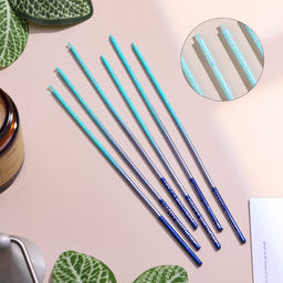 Набор свечей в торт, 6 штук Happy, 17 см, голубой с синим - Страна карнавалия фото 3