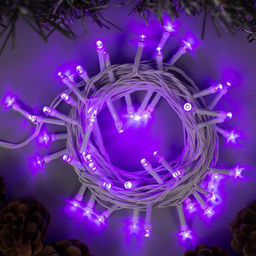 Гирлянда Нить 5 м, IP20, белая нить, 50 LED, 8 режимов, 220 В, свечение фиолетовое