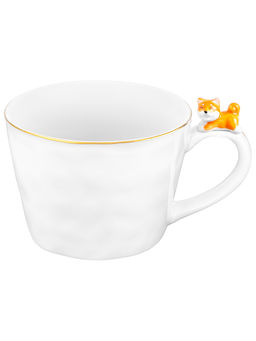 Кружка 300 мл 14*10*7,5 см "Собачка" белый с золотом, фарфор