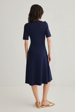 Lacivert A Line/Can Kesim Dugme Detayl? Midi Orme Elbise TWOSS25EL00089 - Trendyolmilla фото 5
