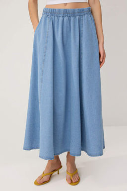 Mavi Volanl? Maxi Denim Etek TWOSS26ET00202 - Trendyolmilla фото 3