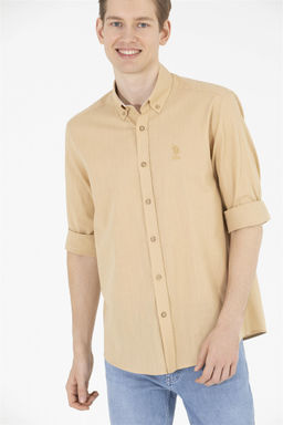 U. S. Polo Assn Мужская рубашка светло-коричневого цвета с длинным рукавом - U.s. polo assn фото 11