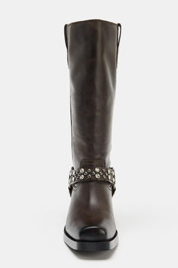 BOTA PLANA APLIQUES PIEL / Marr?n - Zara фото 5