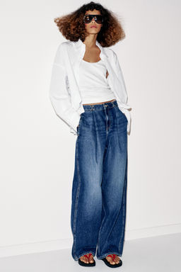 JEANS Z1975 LOOSE FIT TIRO ALTO CORCHETES / Azul medio - Zara фото 10