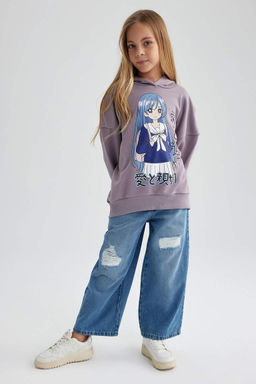 Толстовка оверсайз с капюшоном для девочек - Defacto фото 2