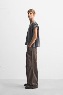 STITCHED WASHED-EFFECT TROUSERS - Zara фото 4