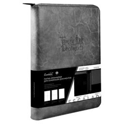 Папка-органайзер для документов, А4+, арт. 52911/ 5 ЛИНКОЛЬН СЕРЫЙ (кожзам, 260х340х40 мм, твёрдый п