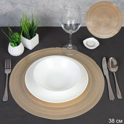 Салфетка для стола круглая 38 см/ AS-801-gold /уп.6/300/