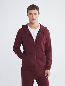 Kap??onlu Uzun Kollu Erkek Fermuarl? Sweatshirt