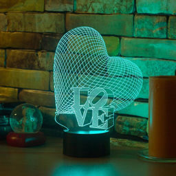 3D ночник светильник ,7 цветов подсветки,пульт управления, Сердце - Buro фото 3