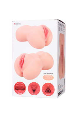 Мастурбатор реалистичный с двойным слоем KOKOS EDITION 001, TPR, телесный, 18 см  фото 12