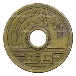 Монета 5 йен 1989 года Япония