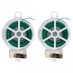 Шнур для подвязки растений, для скрепления проводов, завязывания пакетов и других мелких бытовых нужд 2х20м, на пластиковой катушке, с ножом, мягкая металлическая проволока, полиэтилен, на картоне, цвет зеленый (Китай)