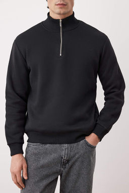Siyah Regular/Normal Kesim Dik Yaka Kal?n Ici Polarl? Sweatshirt TMNAW26SW00021 - Trendyolmilla фото 3
