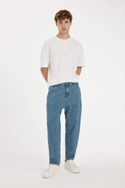 Свободный крой с напуском, морковный узор, нормальная талия, зауженные джинсовые брюки, стираные брюки - Defacto фото 5