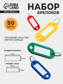 Набор бирок для ключей на кольце «Идентификатор», 53 мм, 50 шт., МИКС