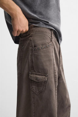 STITCHED WASHED-EFFECT TROUSERS - Zara фото 5
