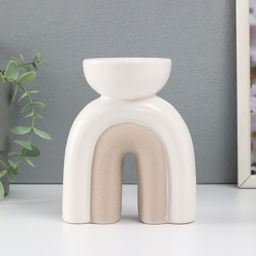 Подсвечник керамика на 1 свечу «Медуза», песочно-белый, 11.7×8×15 см