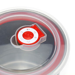 Банка для сыпучих продуктов из нержавеющей стали 1,1л, д12,5см, h10,5см, крышка пластмассовая с пароотводом, цветной корпус, бордовый, в коробке (Китай) - Домашняя мода фото 4