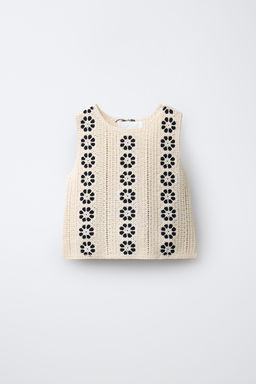 TOP PUNTO FLORES CROCHET / Crudo