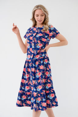 Платье женское из кулирки Кармелита красно-синий - Амадэль фото 5